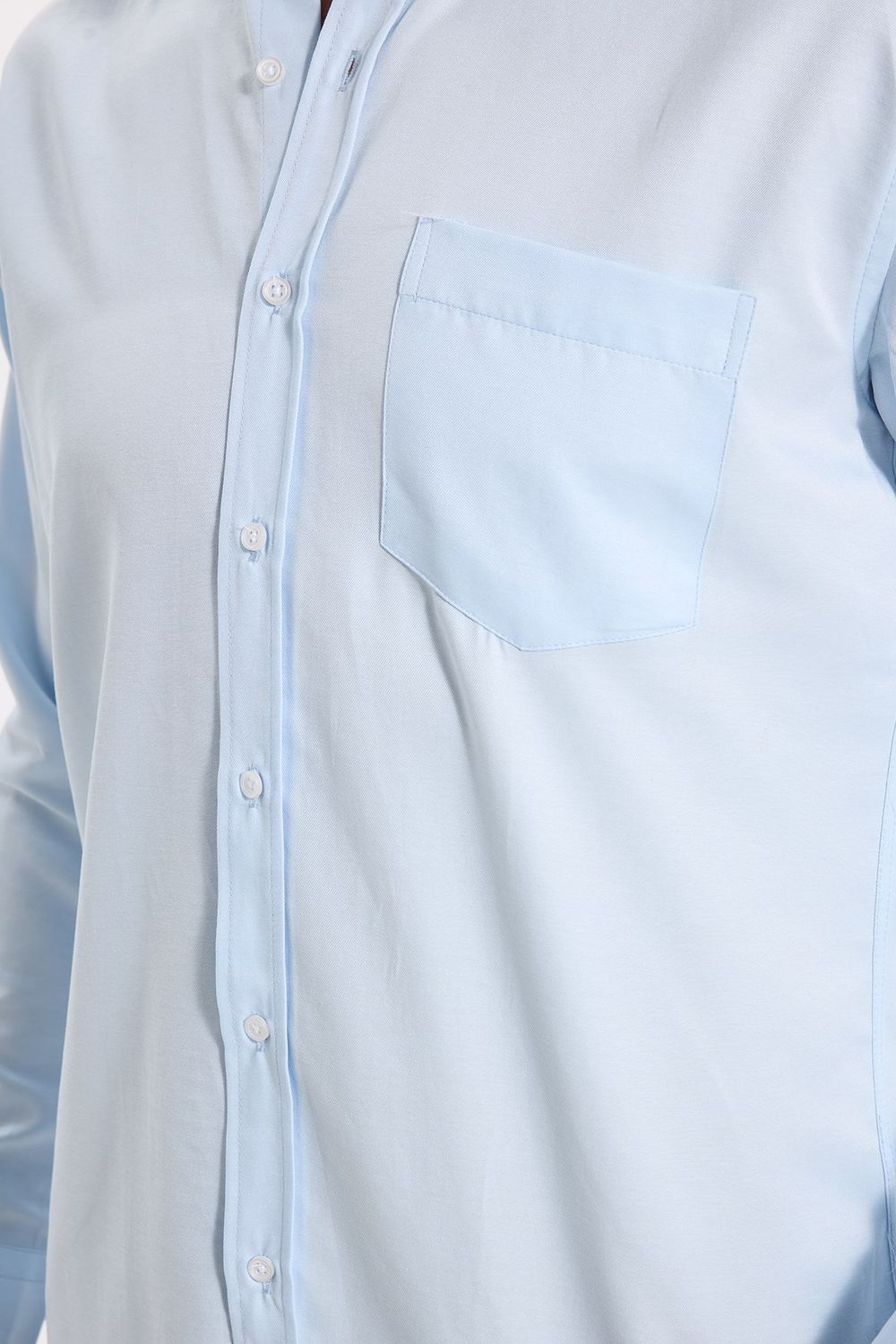 Erkek Regular Fit Klasik Kesim Düz Yaka Düğmeli Cepli Mavi Gömlek