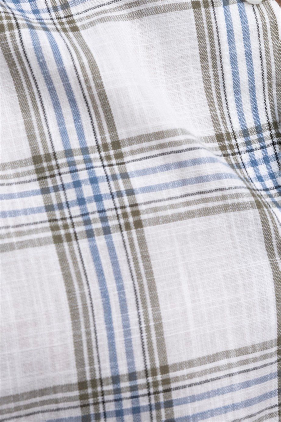 Klasik Fit Uzun Kol Ketenli Ekose Erkek Gömlek