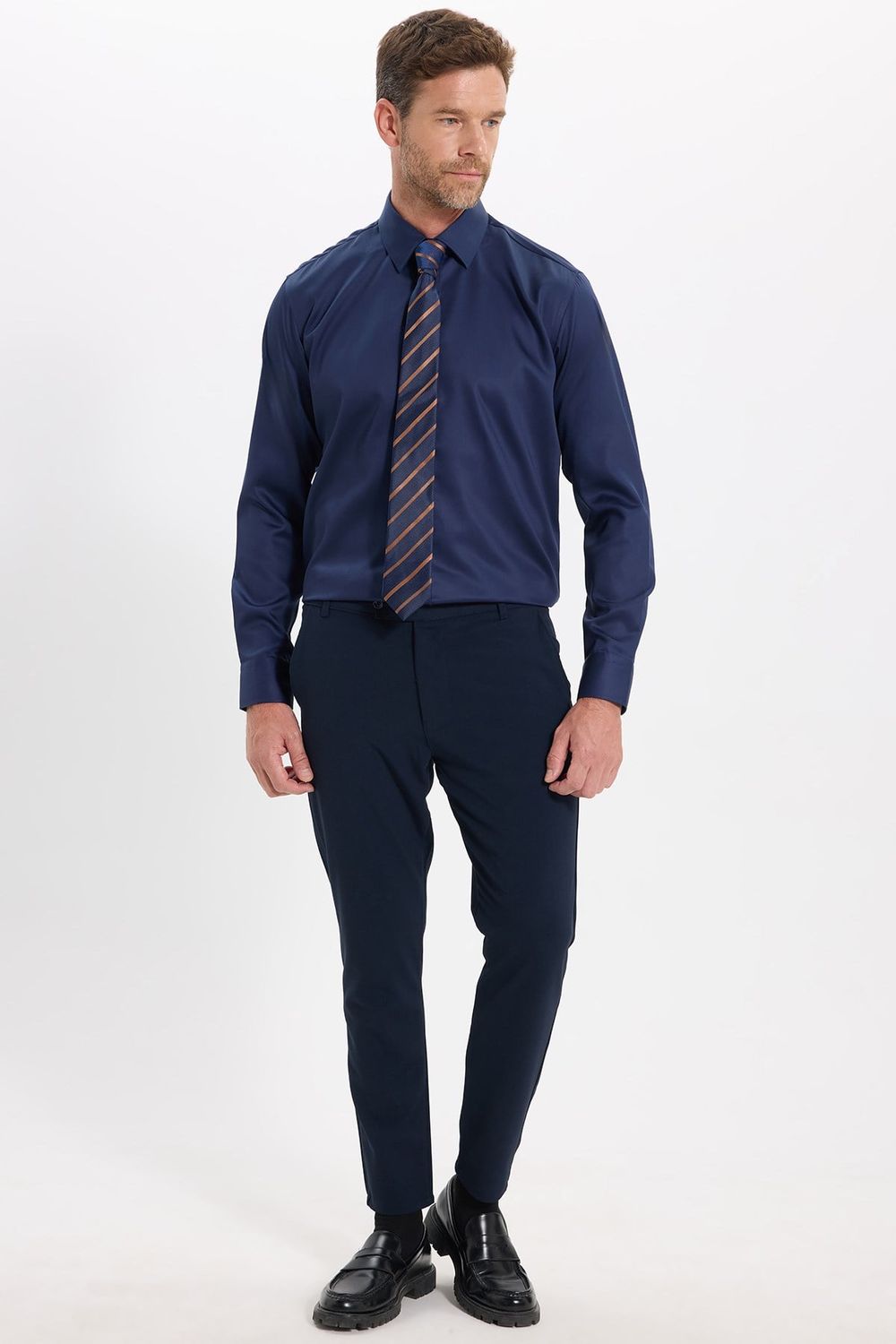 Regular Fit Lacivert Non-Iron %100 Pamuk Doğa Dostu Ekoteks Belgeli  Gömlek