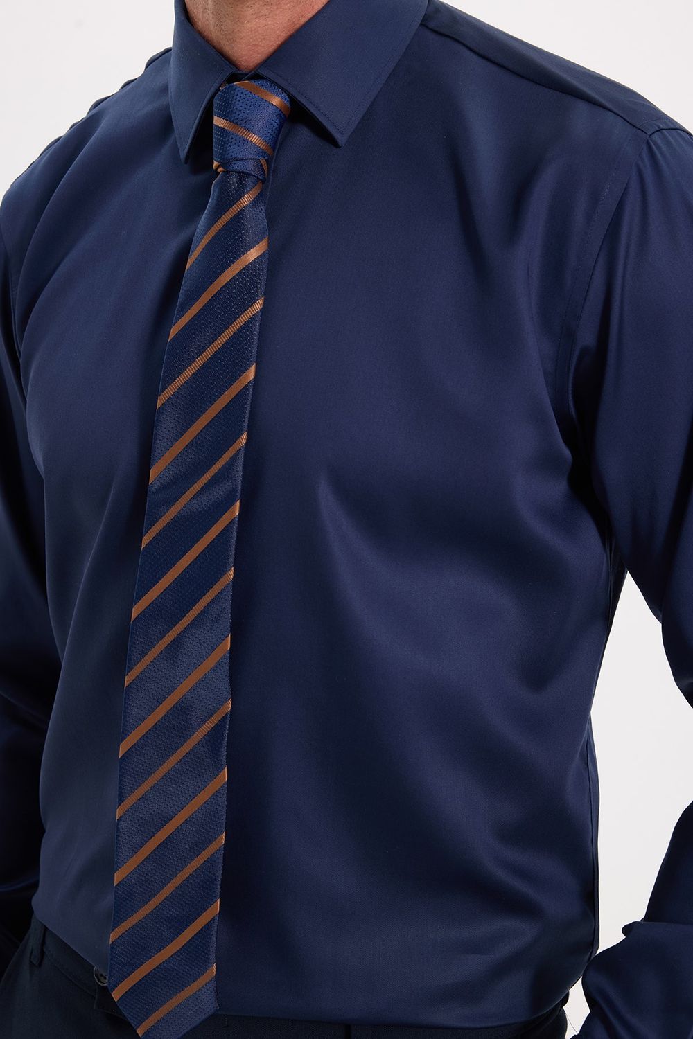 Regular Fit Lacivert Non-Iron %100 Pamuk Doğa Dostu Ekoteks Belgeli  Gömlek