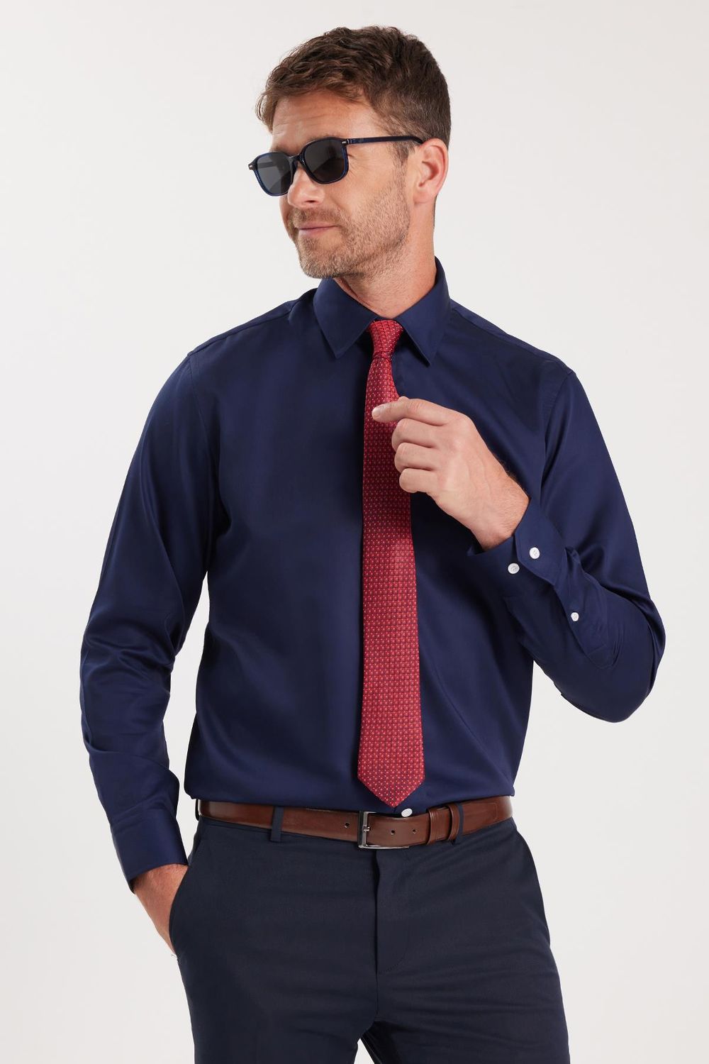 Regular Fit Lacivert Non-Iron %100 Pamuk Doğa Dostu Ekoteks Belgeli Ütü Gerektirmez Gömlek