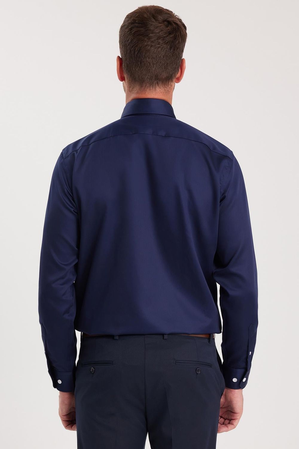 Regular Fit Lacivert Non-Iron %100 Pamuk Doğa Dostu Ekoteks Belgeli Ütü Gerektirmez Gömlek