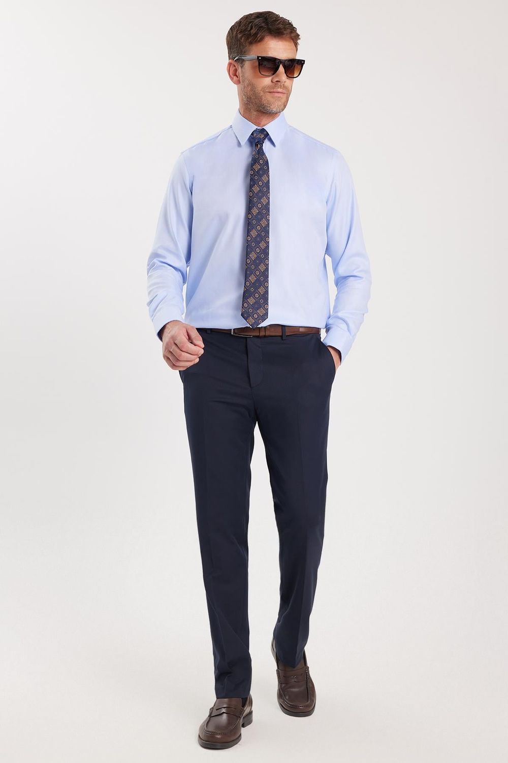 Regular Fit Mavi Non-Iron %100 Pamuk Doğa Dostu Ekoteks Belgeli Ütü Gerektirmez Gömlek