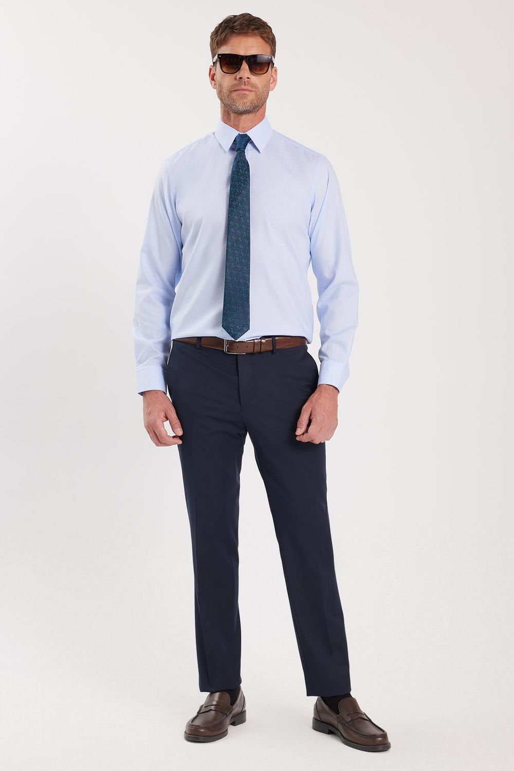 Regular Fit Mavi Non-Iron %100 Pamuk Doğa Dostu Ekoteks Belgeli Ütü Gerektirmez Gömlek