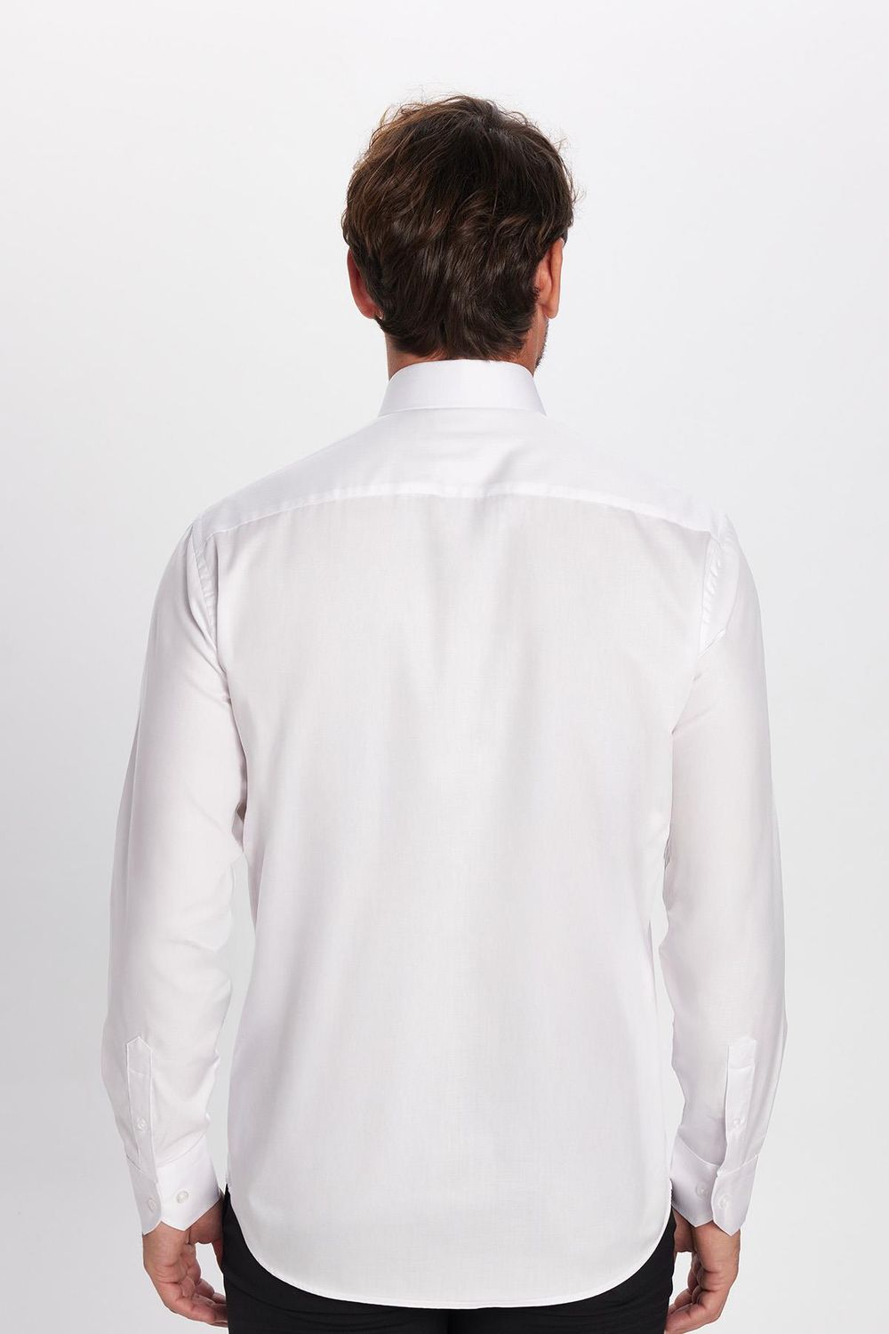 Regular Fit Beyaz Non-Iron Pamuklu Doğa Dostu Ekoteks Belgeli Ütü Gerektirmez Gömlek