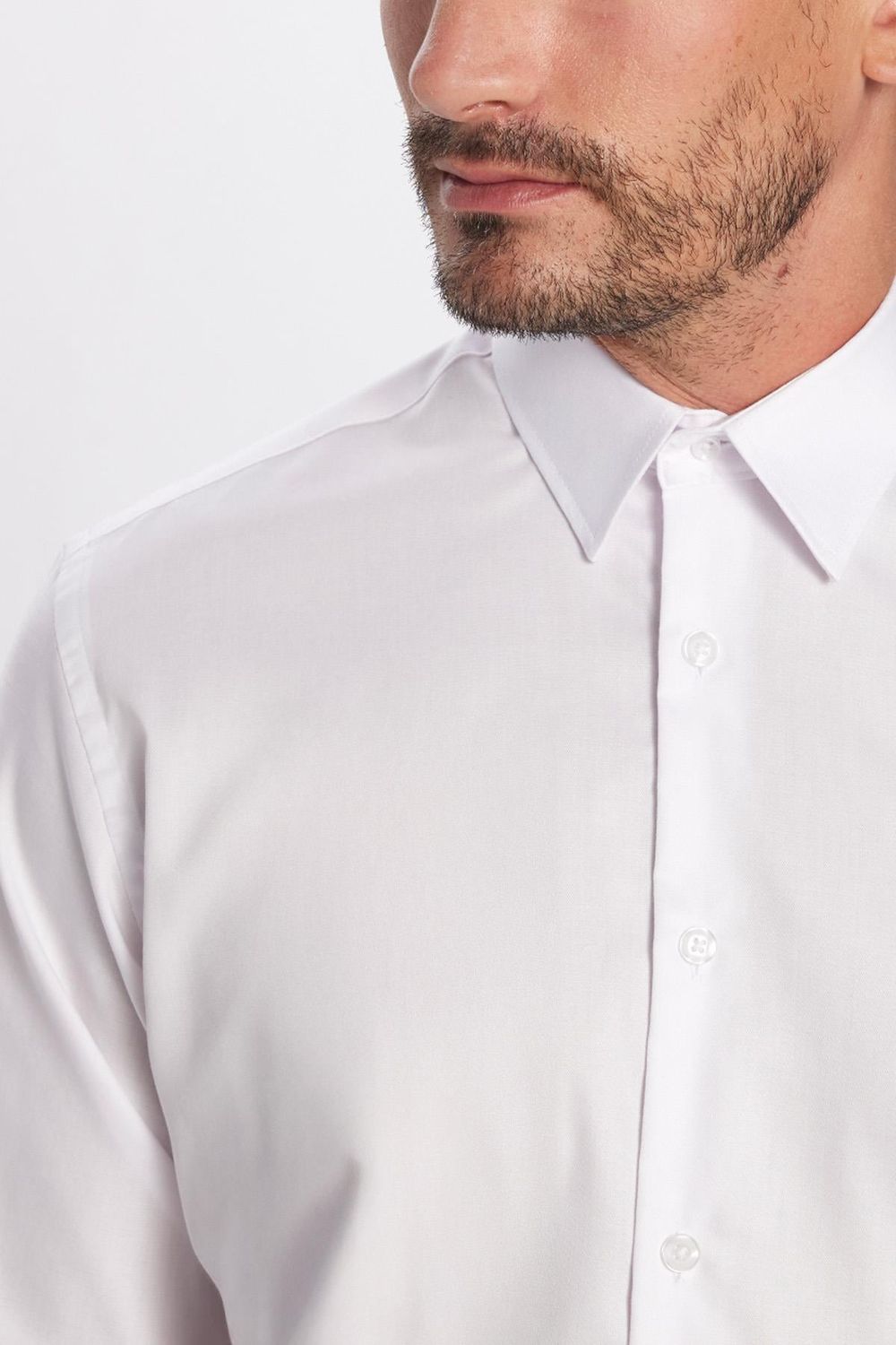 Regular Fit Beyaz Non-Iron Pamuklu Doğa Dostu Ekoteks Belgeli Ütü Gerektirmez Gömlek