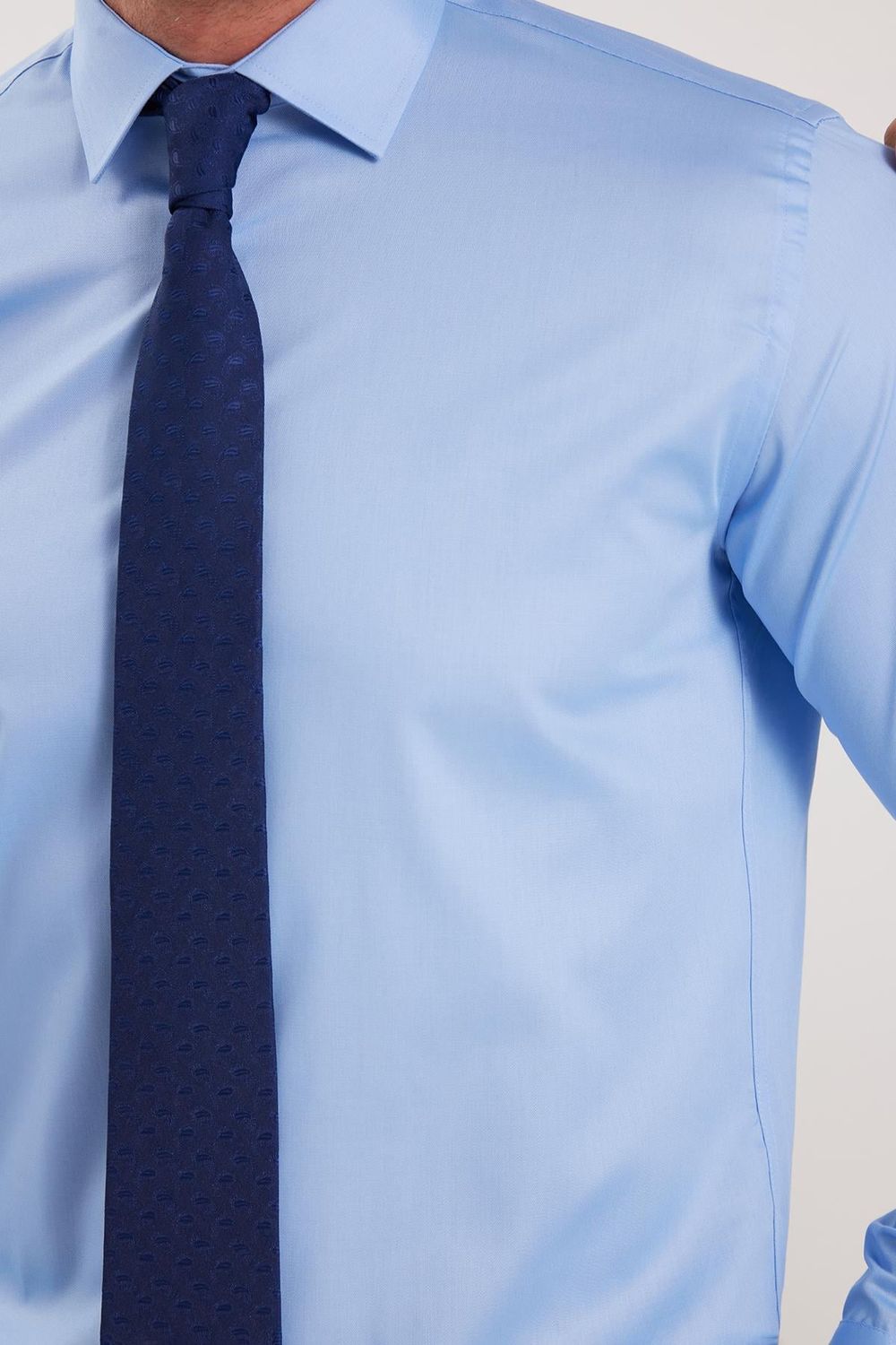 Erkek Regular Fit Açık Mavi Non-Iron Pamuklu Doğa Dostu Ekoteks Belgeli Ütü Gerektirmez Gömlek