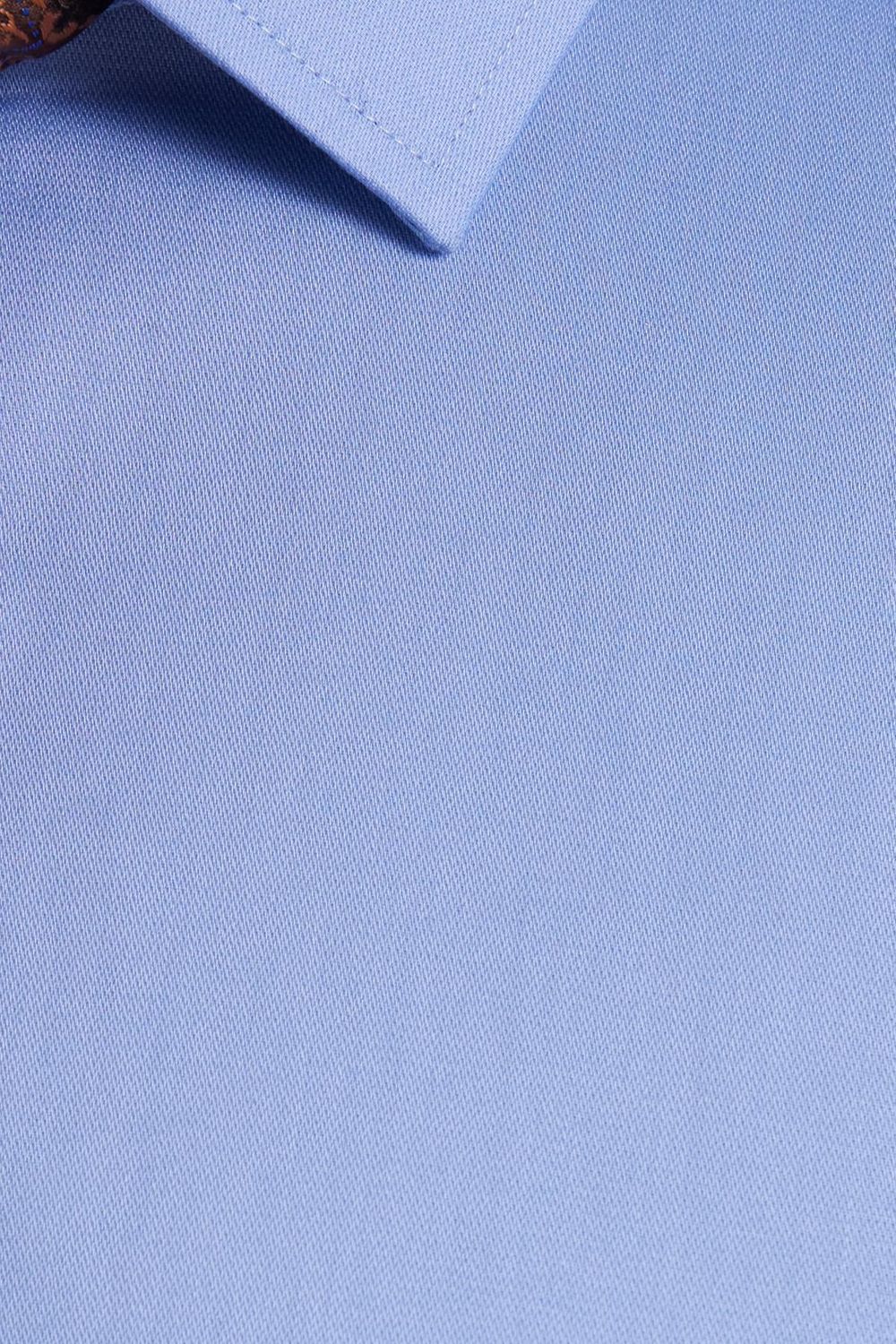 Erkek Regular Fit Mavi Non-Iron Pamuklu Doğa Dostu Ekoteks Belgeli Ütü Gerektirmez Gömlek