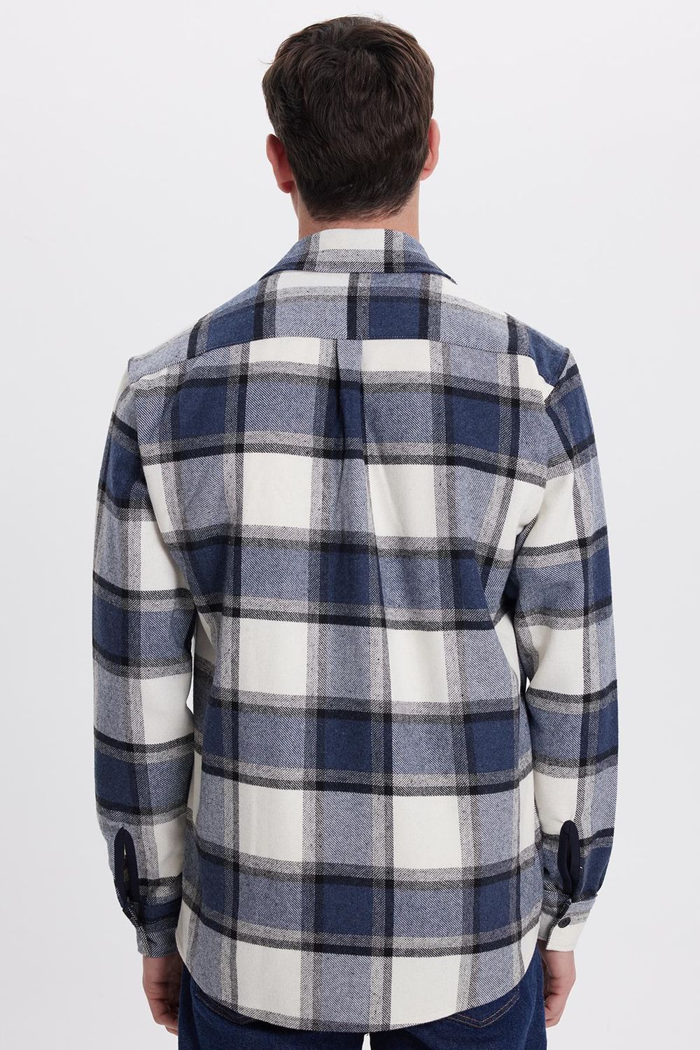 Erkek Regular Fit Klasik Kesim Çift Cep Kapaklı Kareli Oduncu Gömlek