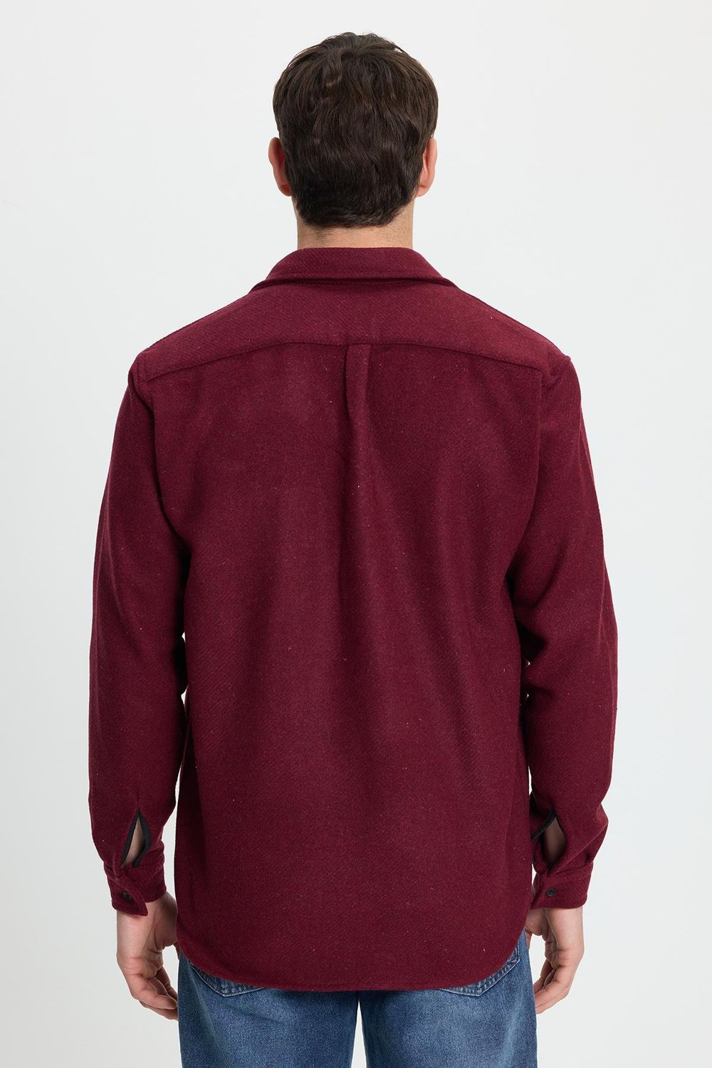 Erkek Regular Fit Klasik Kesim Düz Cepli Koyu Bordo Oduncu Gömlek