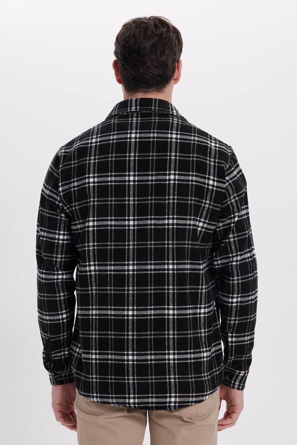 Erkek Klasik Fit Rahat Kesim Kışlık Kareli Oduncu Gömlek