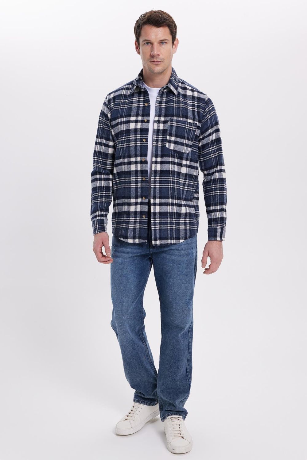 Erkek Regular Fit Rahat Kesim Kışlık Kareli Oduncu Gömlek