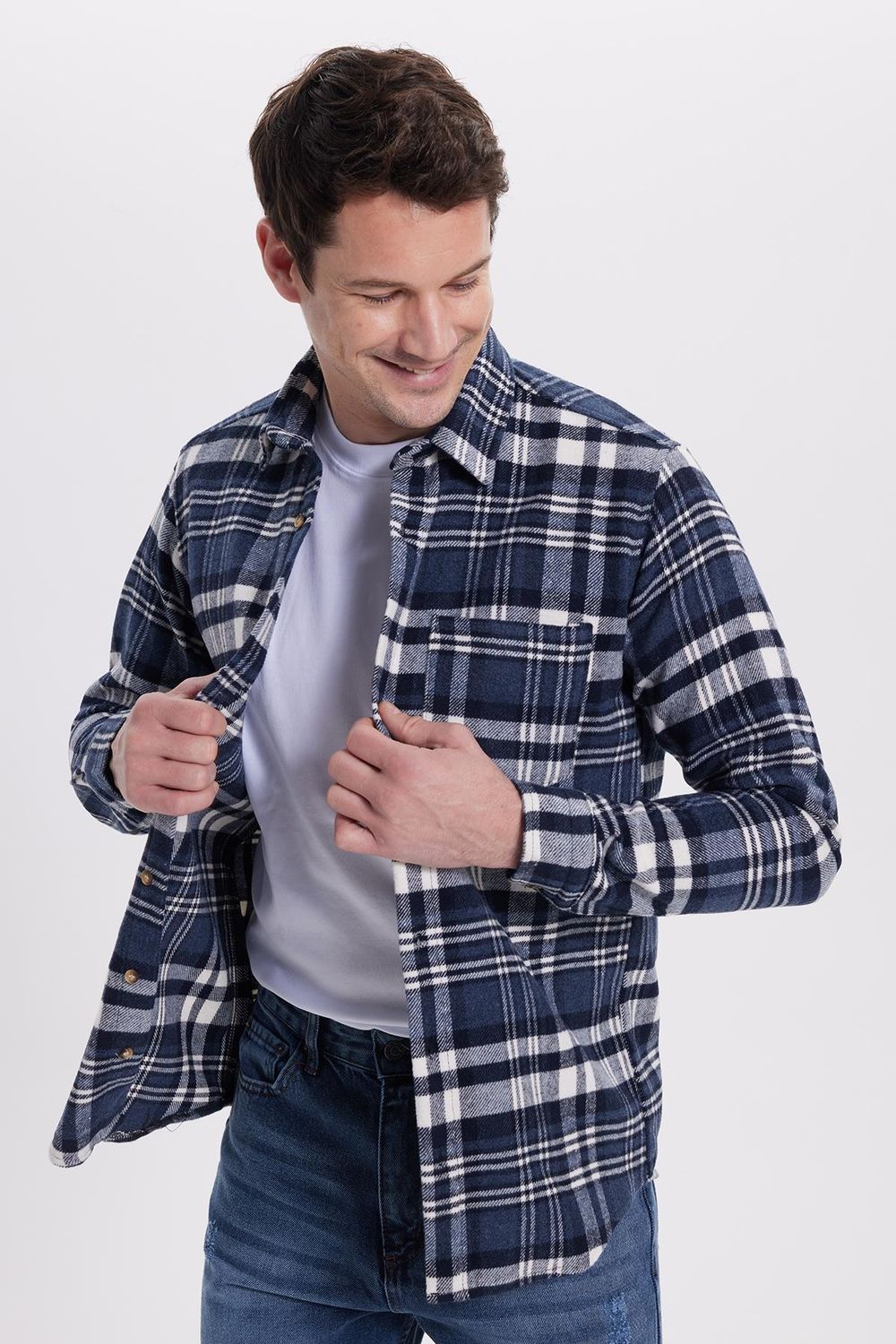 Erkek Regular Fit Rahat Kesim Kışlık Kareli Oduncu Gömlek