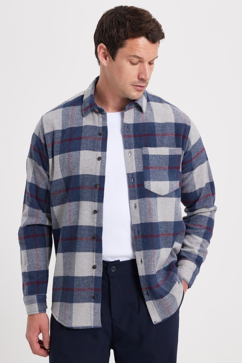 Erkek Regular Fit Rahat Kesim Kışlık Kareli Oduncu Gömlek
