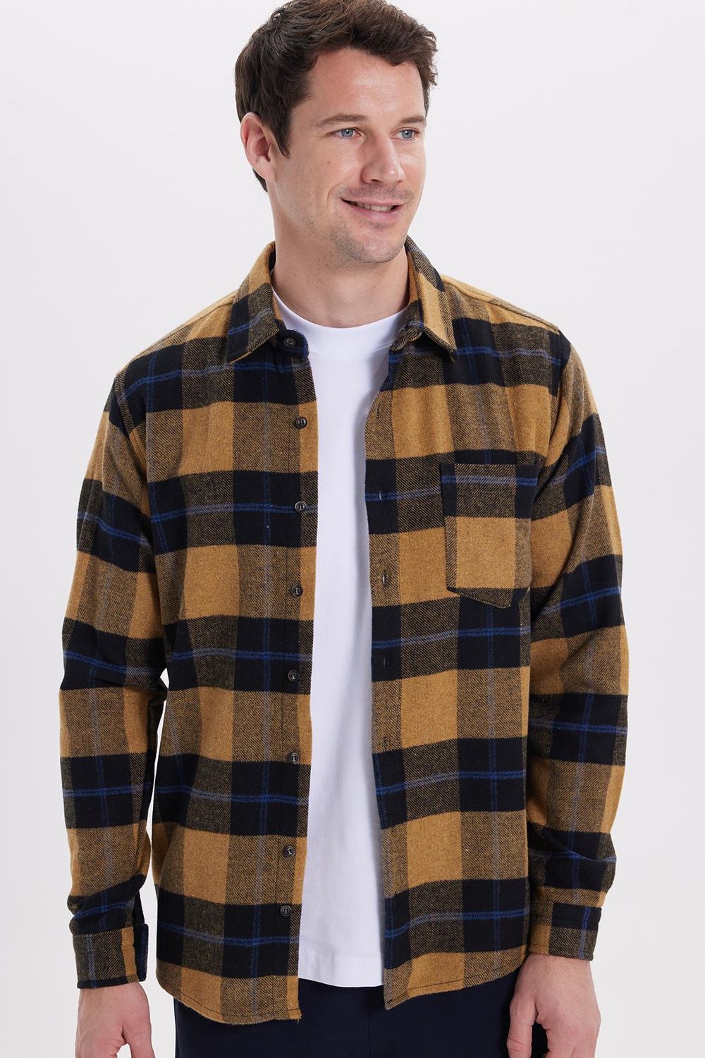 Erkek Regular Fit Rahat Kesim Kışlık Kareli Oduncu Gömlek