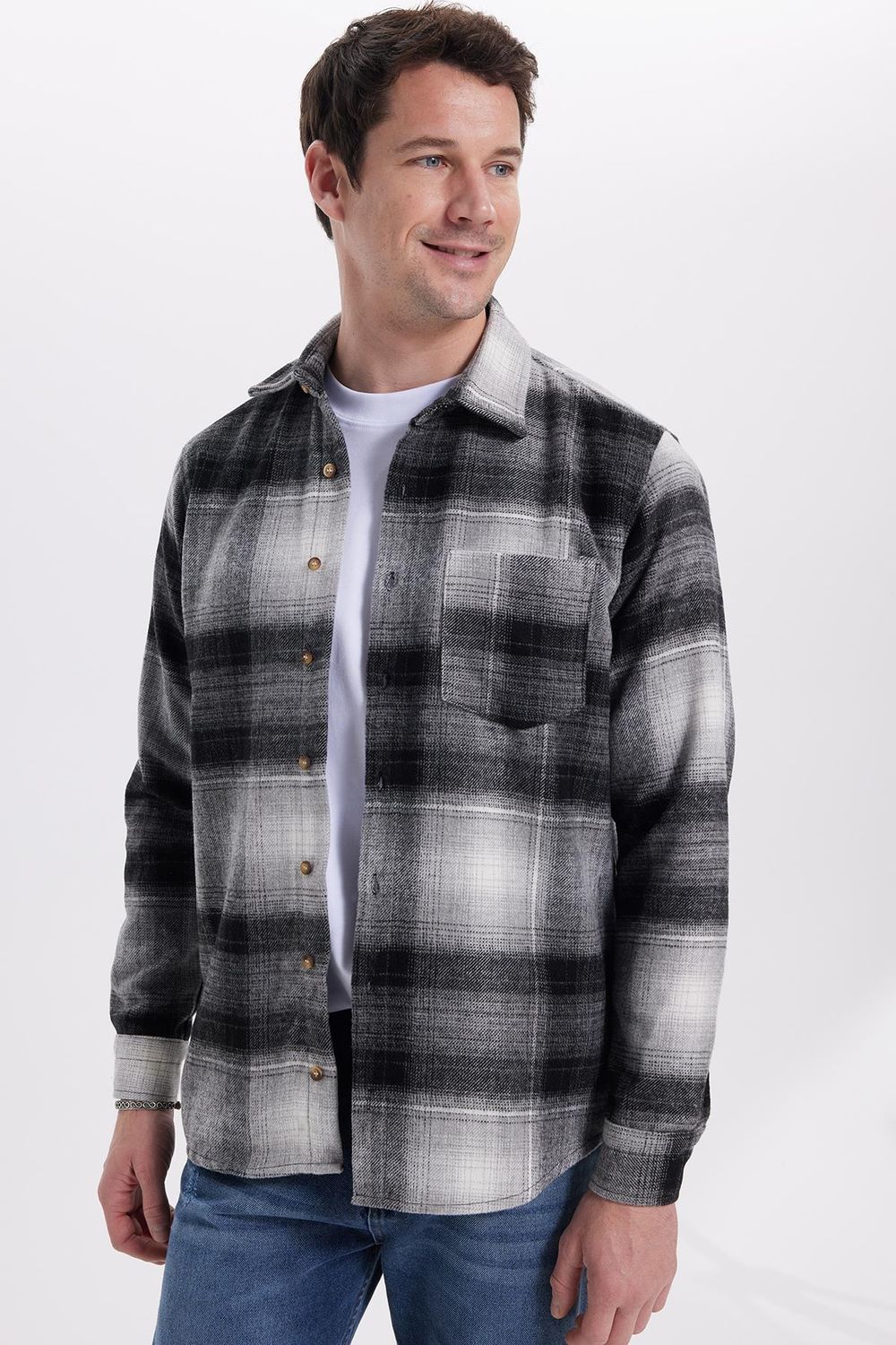 Erkek Regular Fit Rahat Kesim Kışlık Kareli Oduncu Gömlek