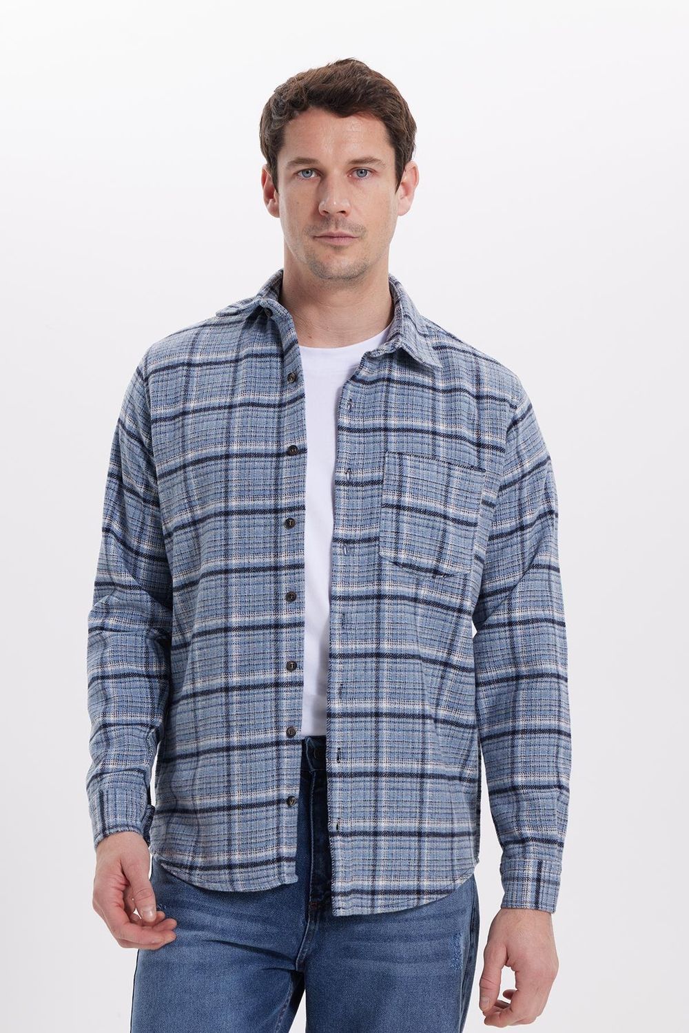 Erkek Regular Fit Rahat Kesim Kışlık Kareli Oduncu Gömlek