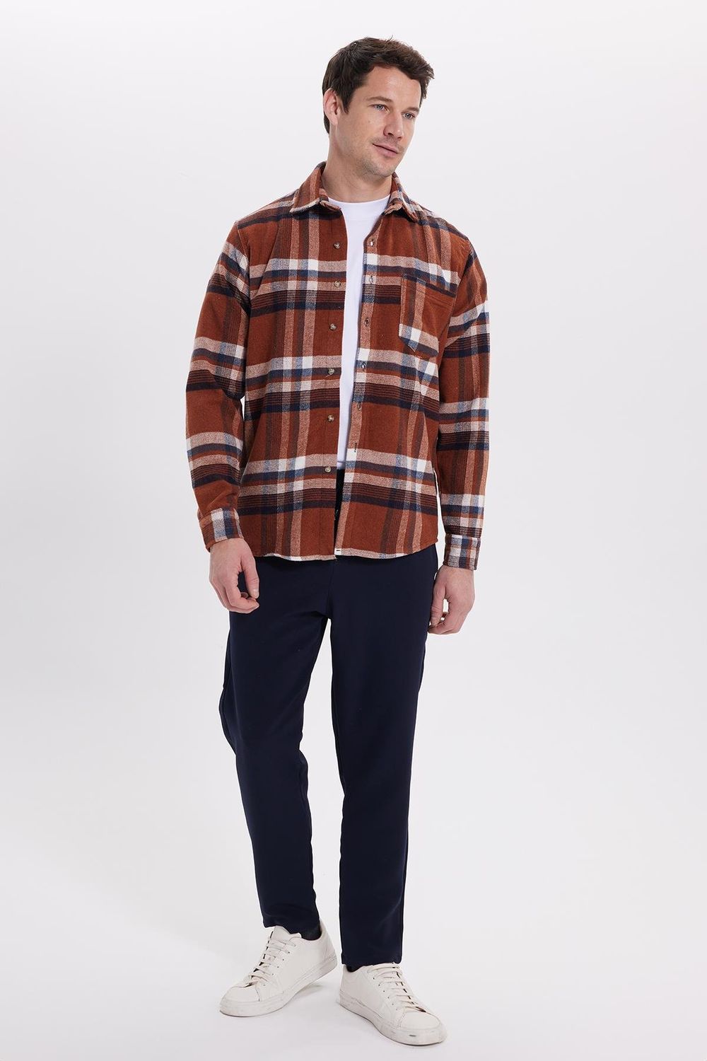Erkek Regular Fit Rahat Kesim Kışlık Kareli Oduncu Gömlek