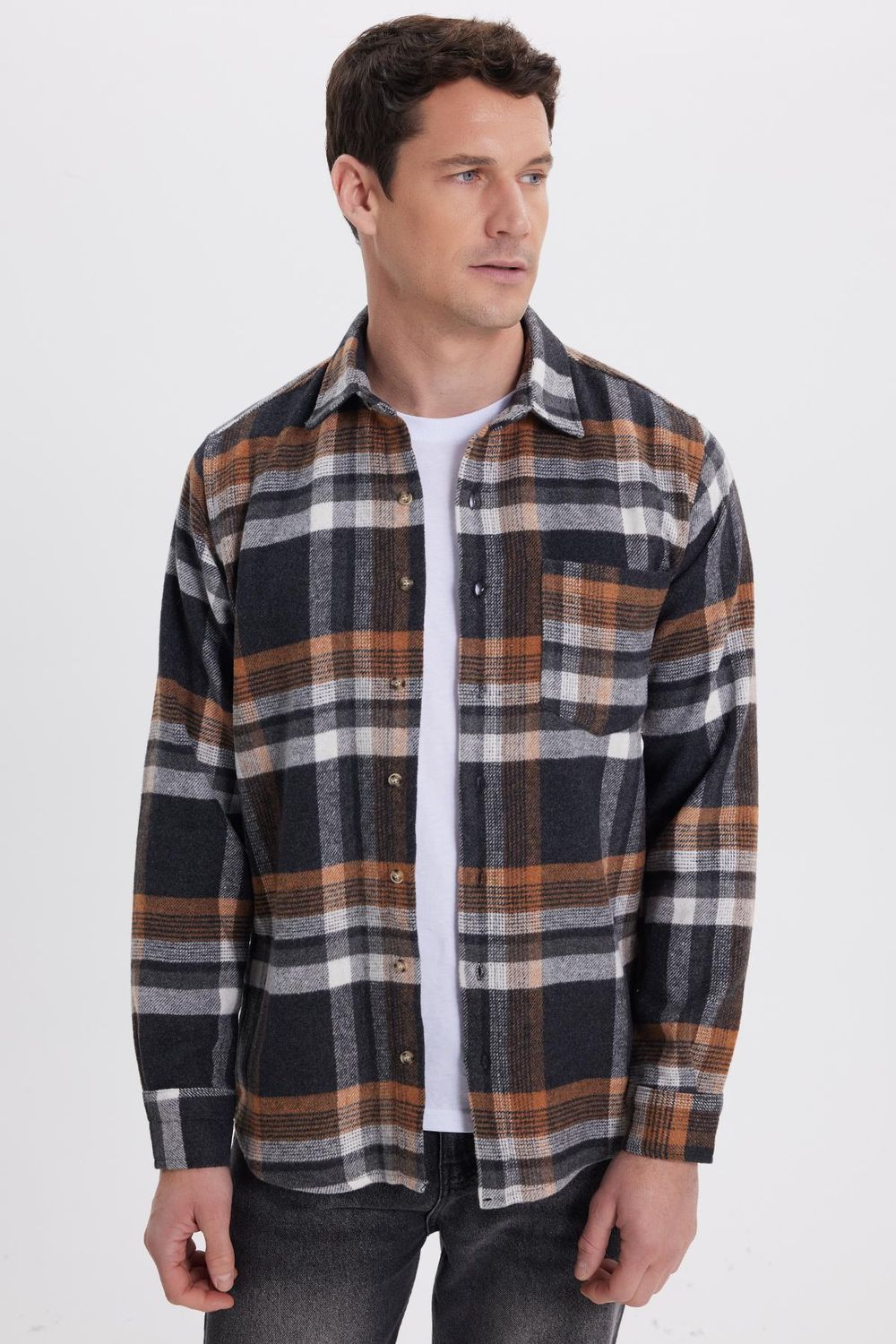 Erkek Regular Fit Rahat Kesim Kışlık Kareli Oduncu Gömlek