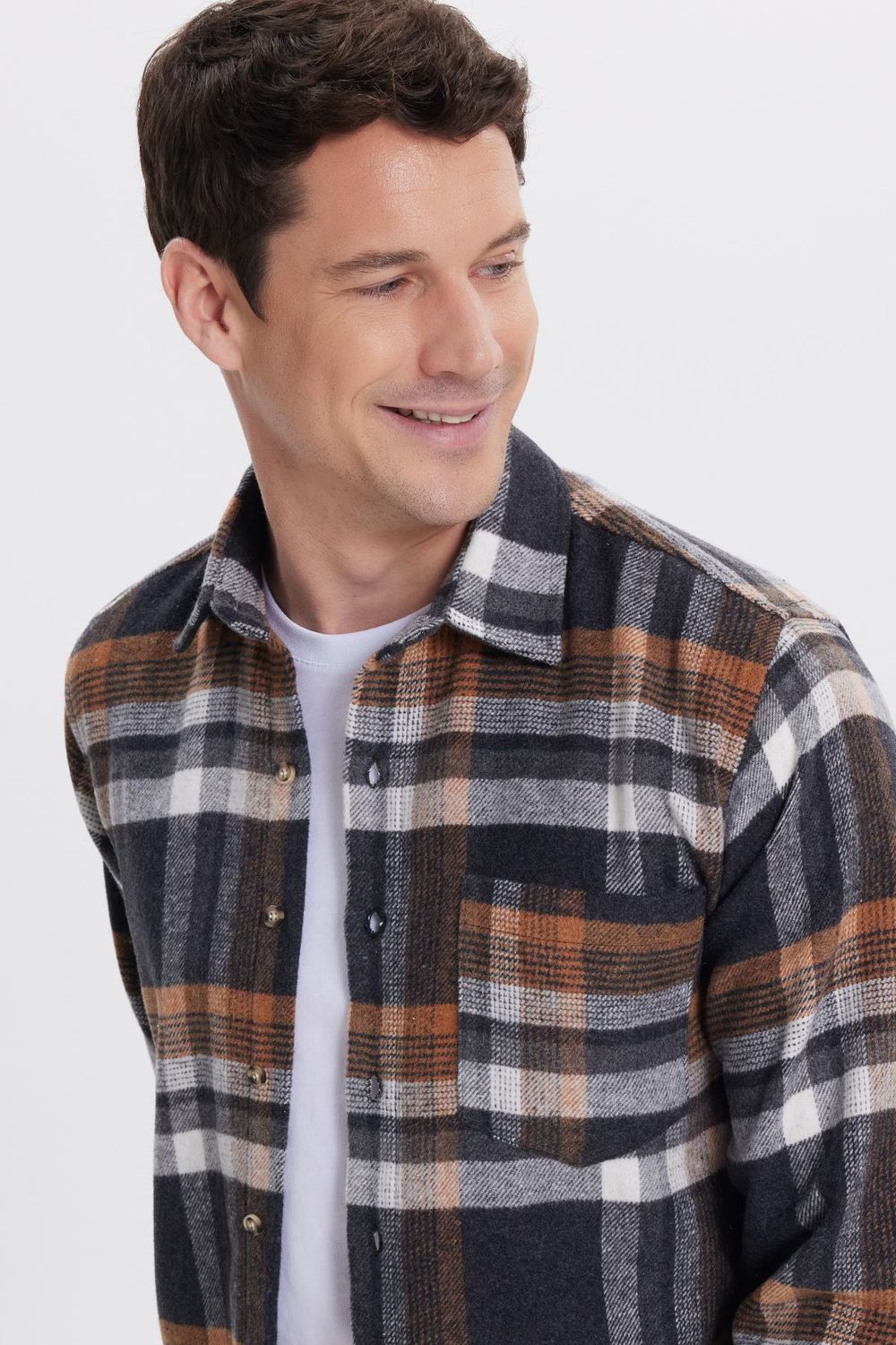 Erkek Regular Fit Rahat Kesim Kışlık Kareli Oduncu Gömlek