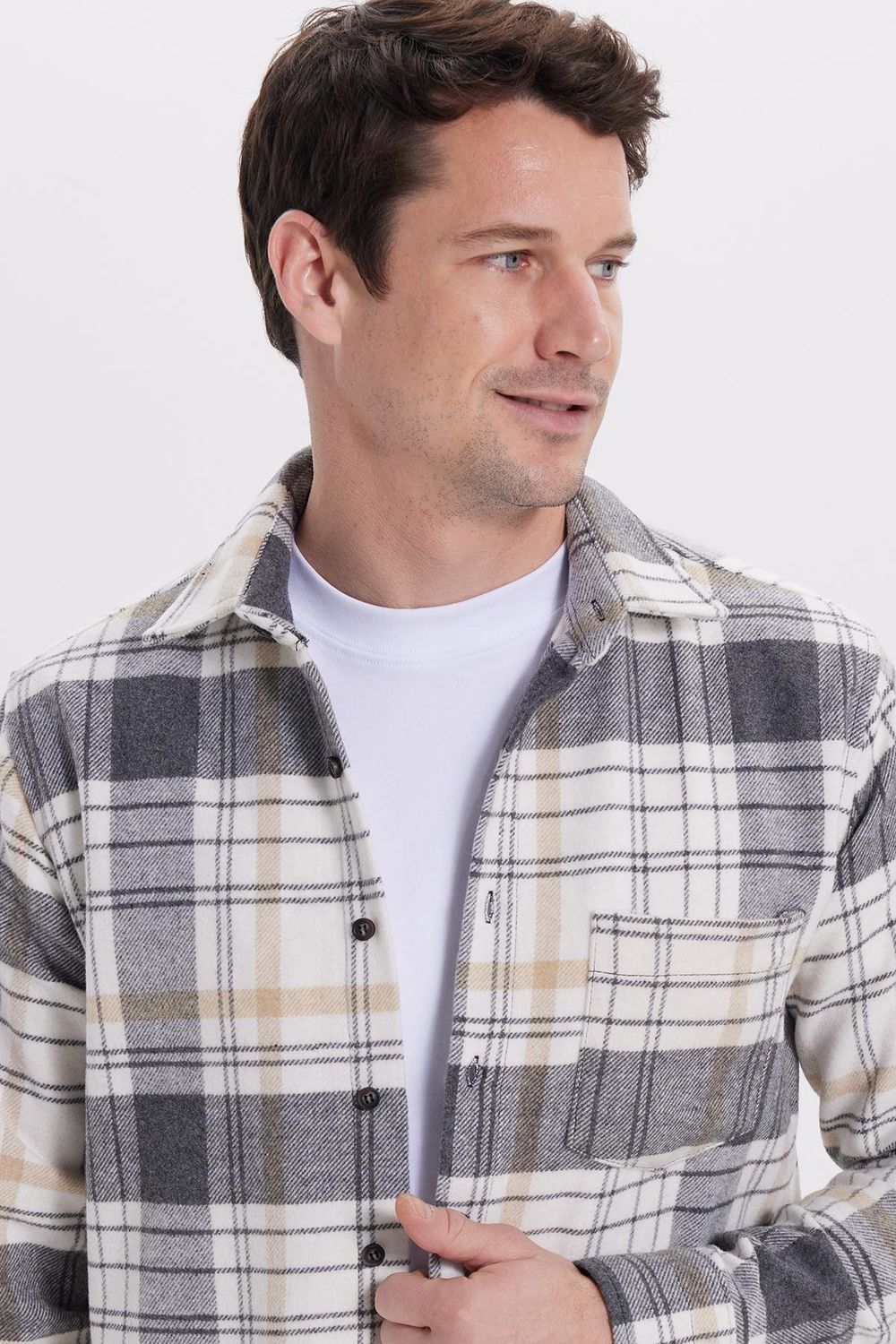Erkek Klasik Fit Rahat Kesim Kışlık Kareli Oduncu Gömlek