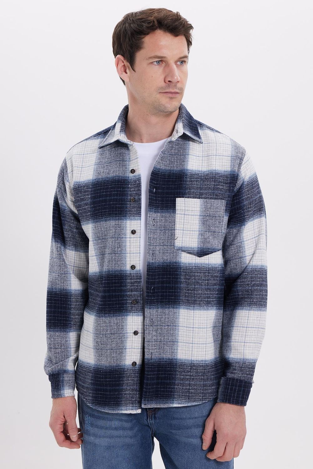 Erkek Regular Fit Rahat Kesim Kışlık Kareli Oduncu Gömlek