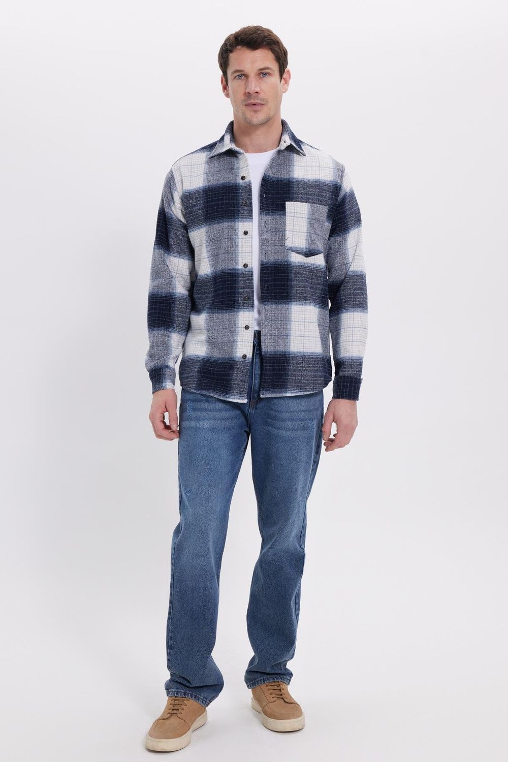 Erkek Regular Fit Rahat Kesim Kışlık Kareli Oduncu Gömlek