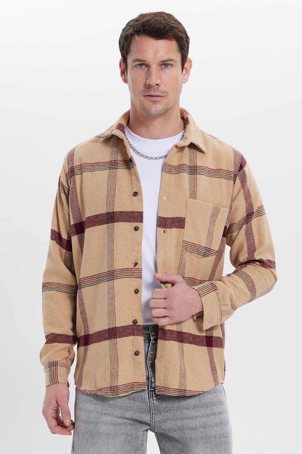 Erkek Regular Fit Rahat Kesim Kışlık Kareli Oduncu Gömlek