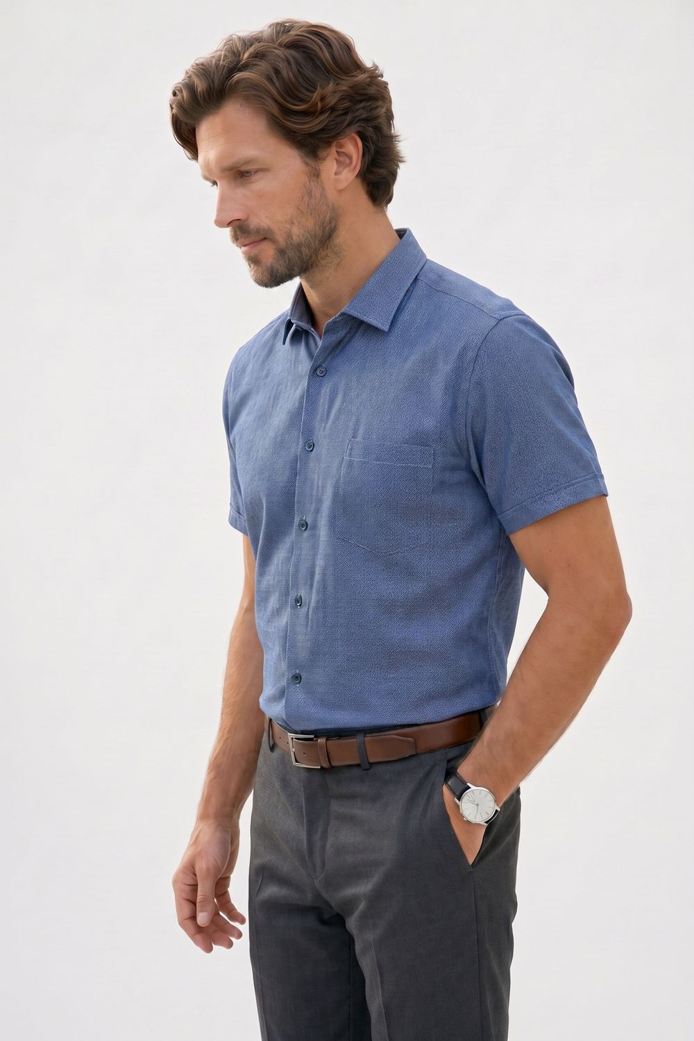 CLASSIC FIT SHORT SLV TEXTURE 25/26 GÖMLEK