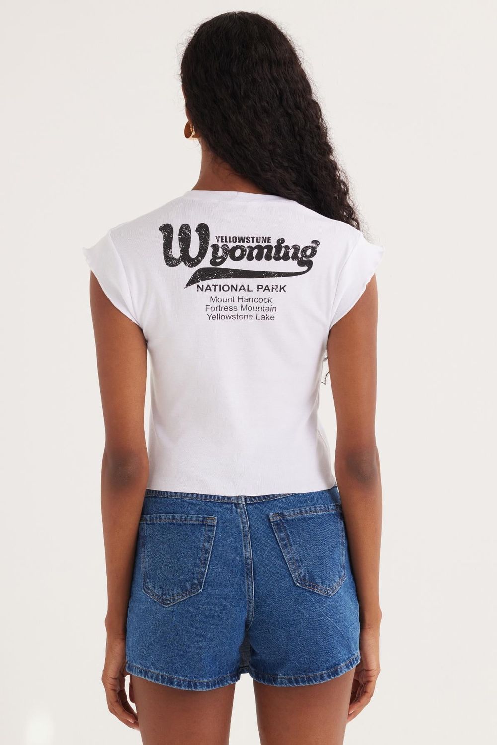 Kadın Slim Fit Ribanalı Baskılı %100 Pamuk Bisiklet Yaka Beyaz Tişört