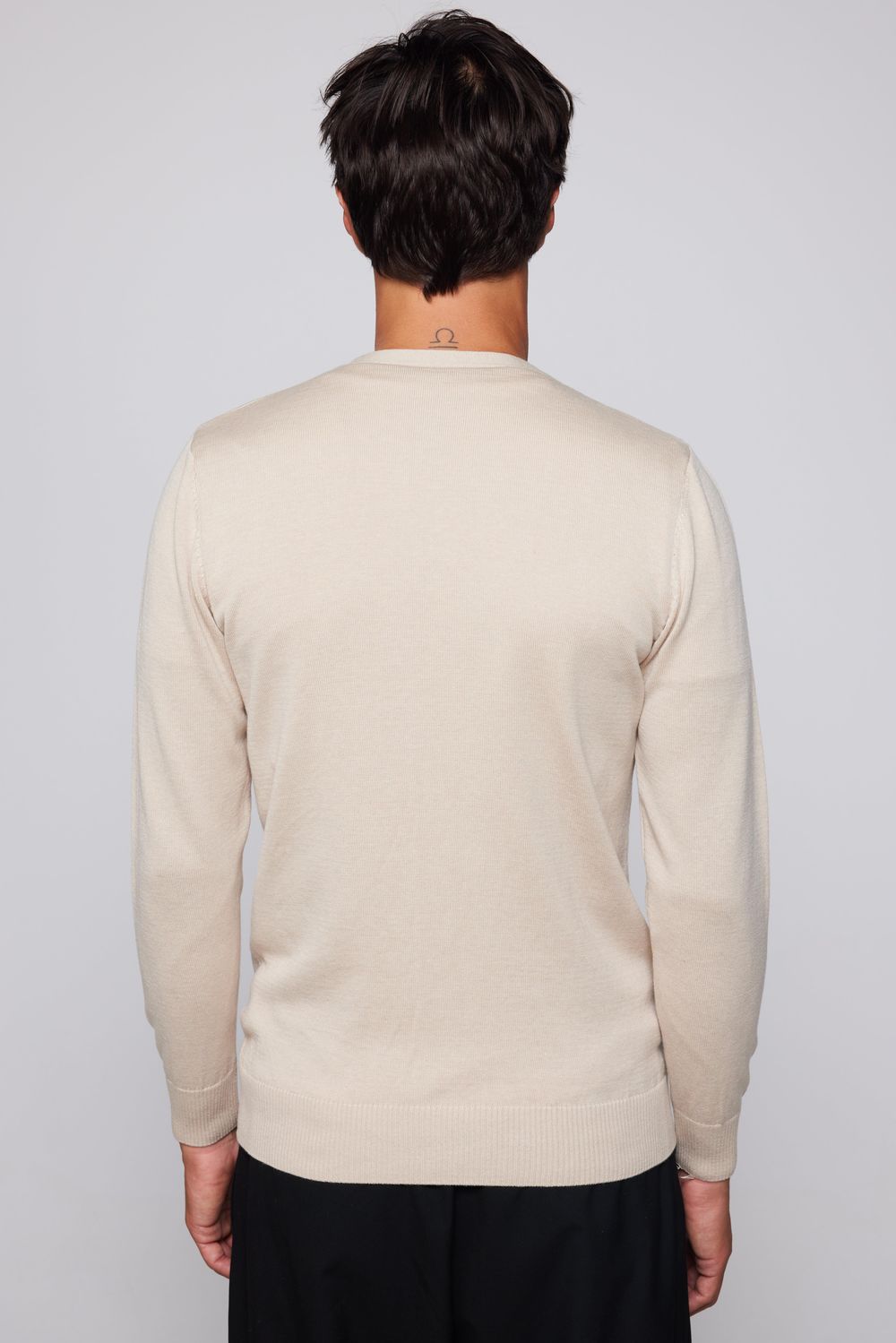 Slim Fit Düğmeli Düz Pamuk Bej Erkek Hırka