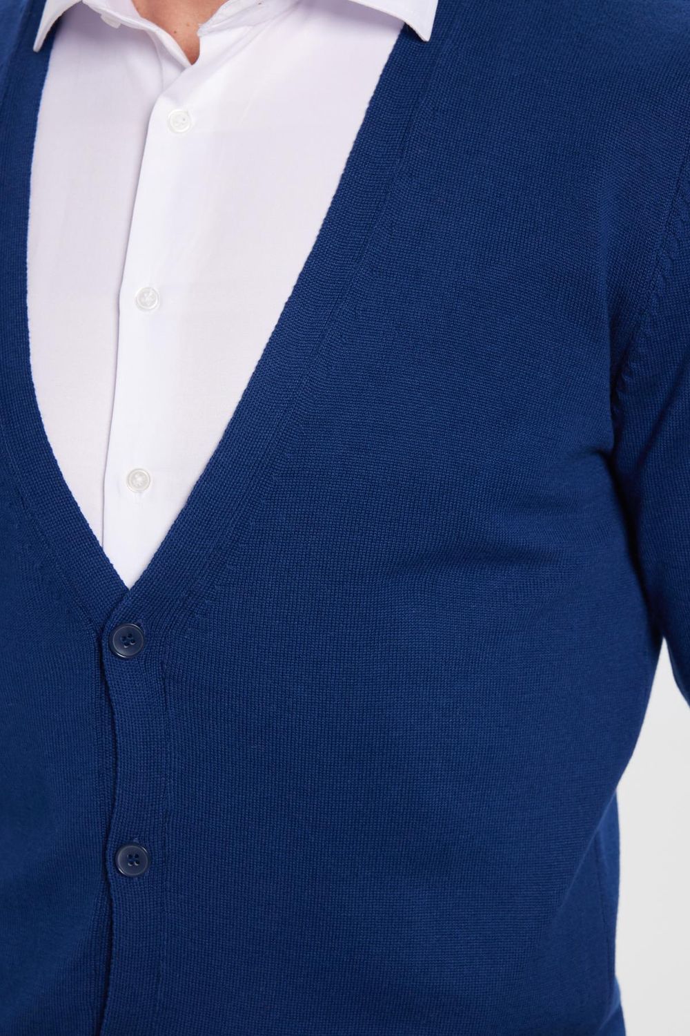 Erkek Slim Fit Düğmeli Düz Pamuk Lacivert Hırka