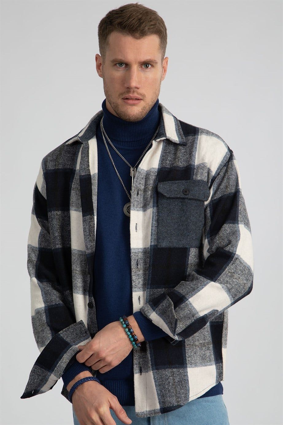 Slim Fit Dar Kesim Balıkçı Yaka Erkek Kazak