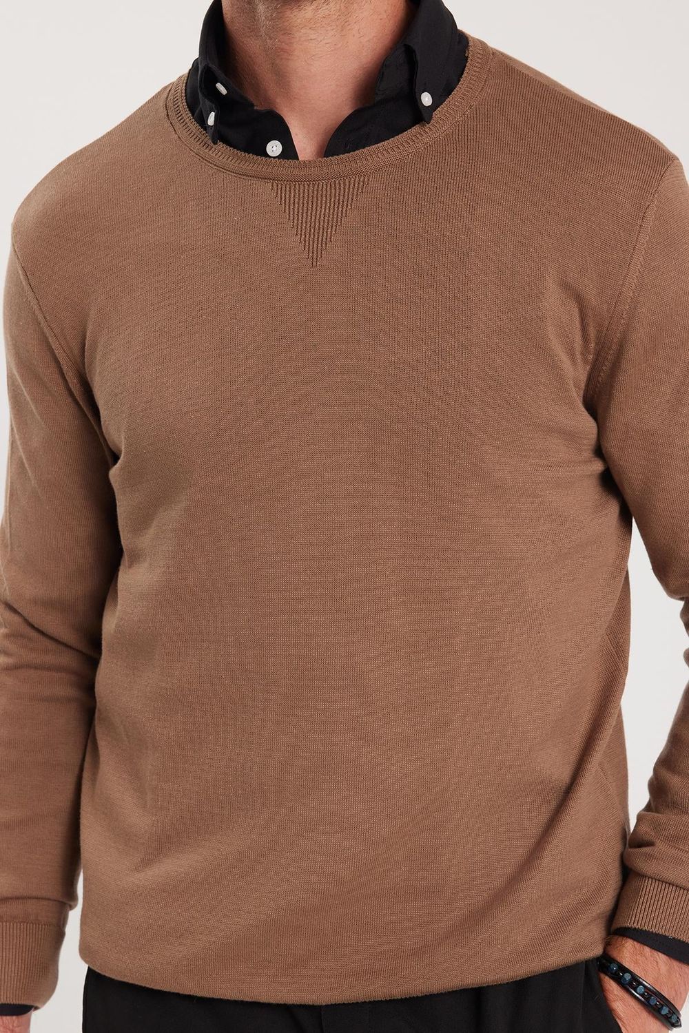 Slim Fit Bisiklet Yaka Erkek Kazak