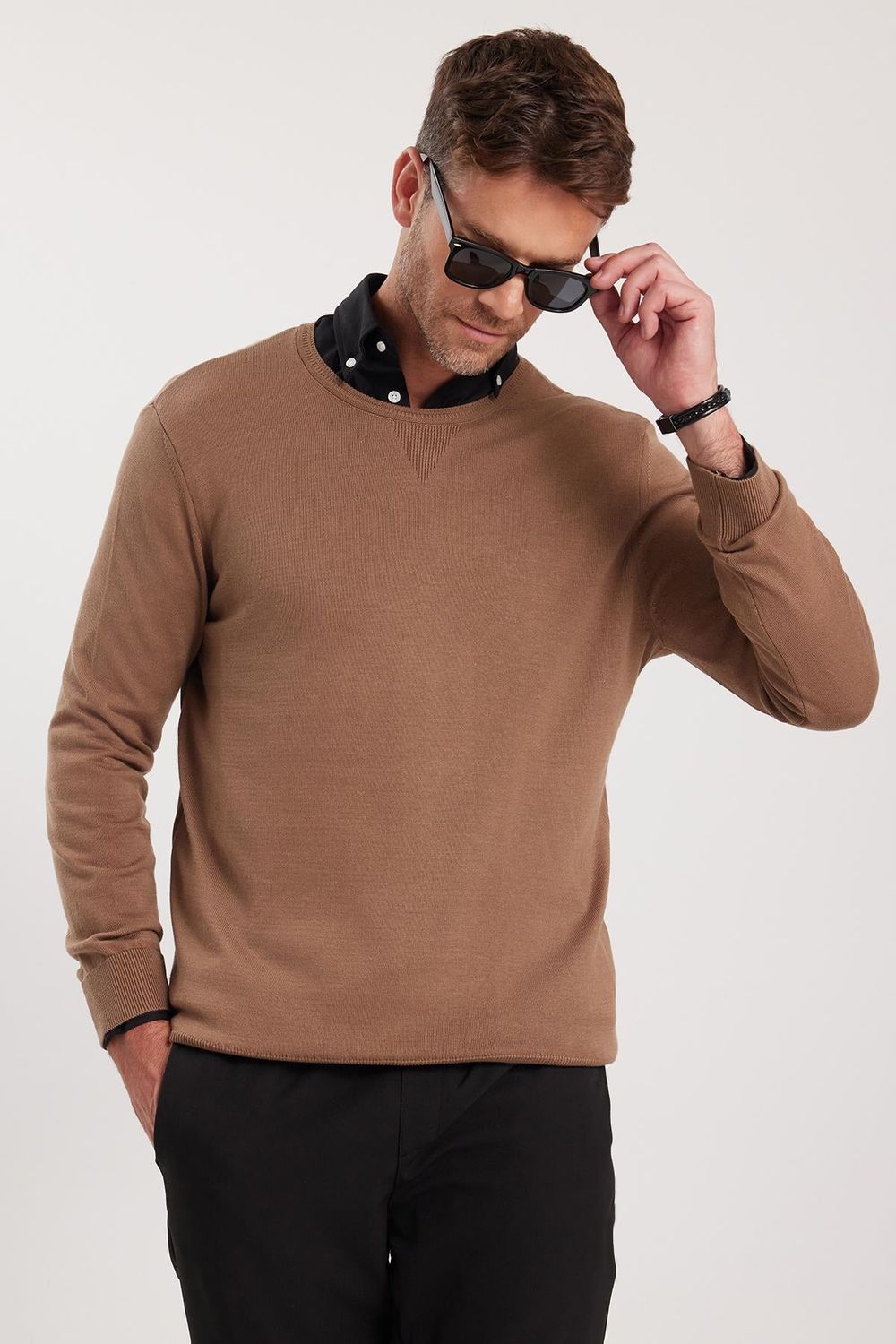 Slim Fit Bisiklet Yaka Erkek Kazak