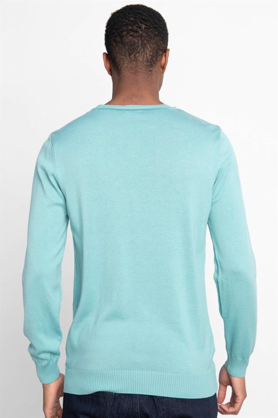 Slim Fit Dar Kesim Bisiklet Yaka Erkek Kazak