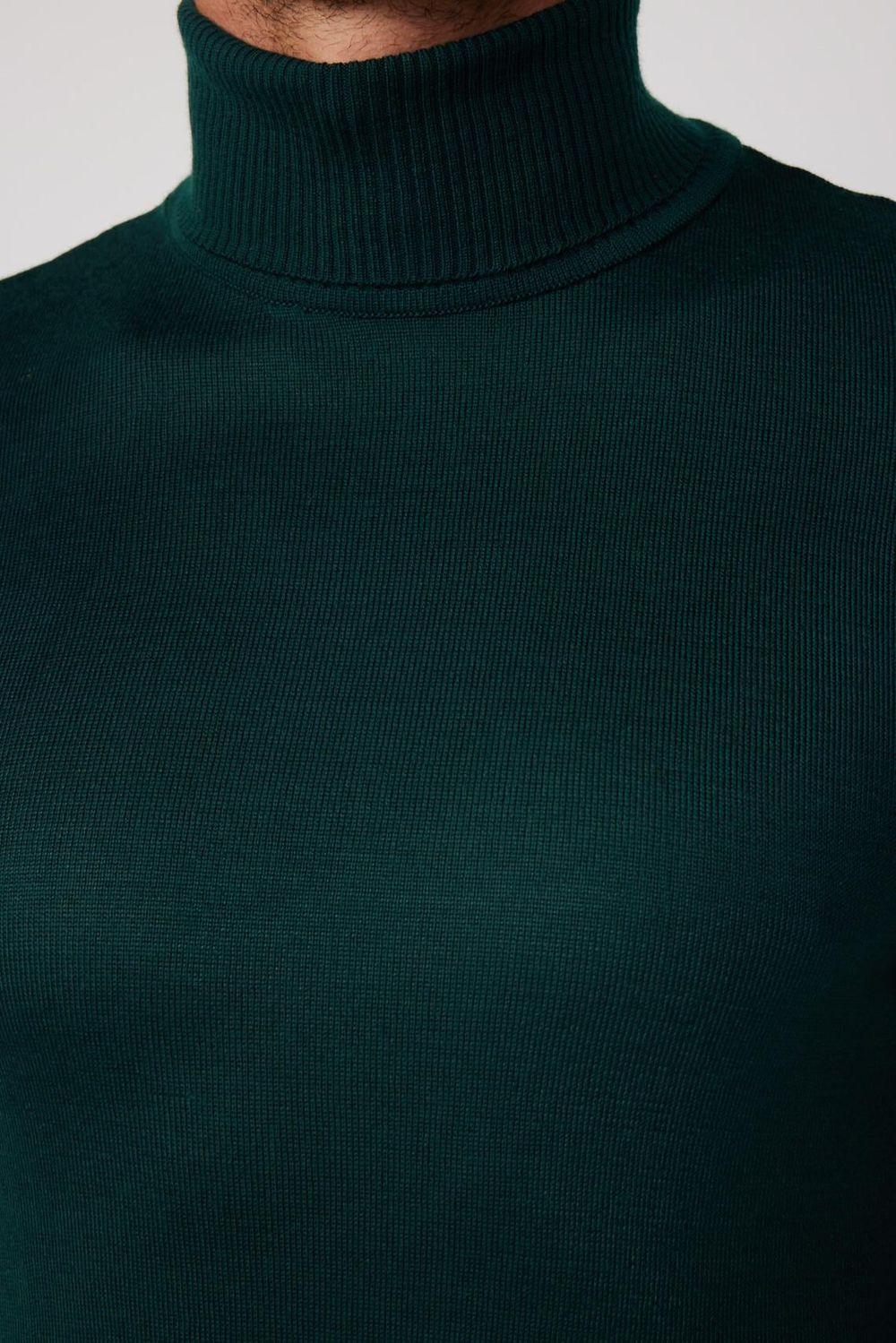 Slim Fit Tam Boğazlı Yaka Düz Yün Erkek Kazak