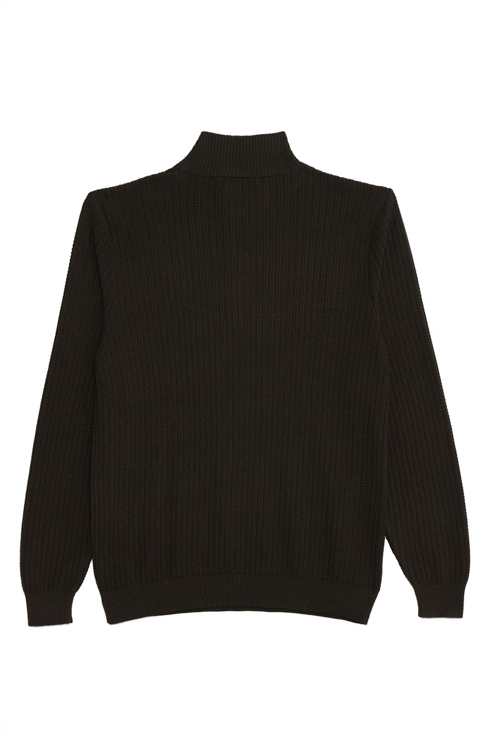 Erkek Slim Fit Dar Kesim Dik Yaka Fermuarlı Gri  Kazak