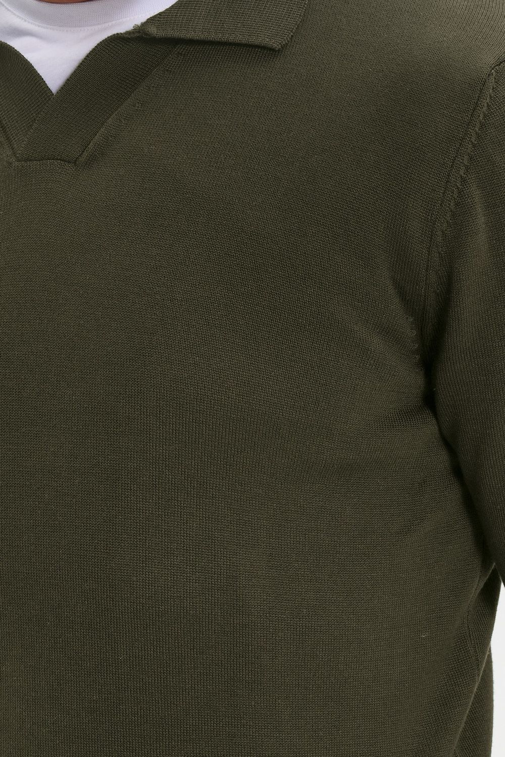 Slim Fit Dar Kesim Polo V Yaka Erkek Kazak