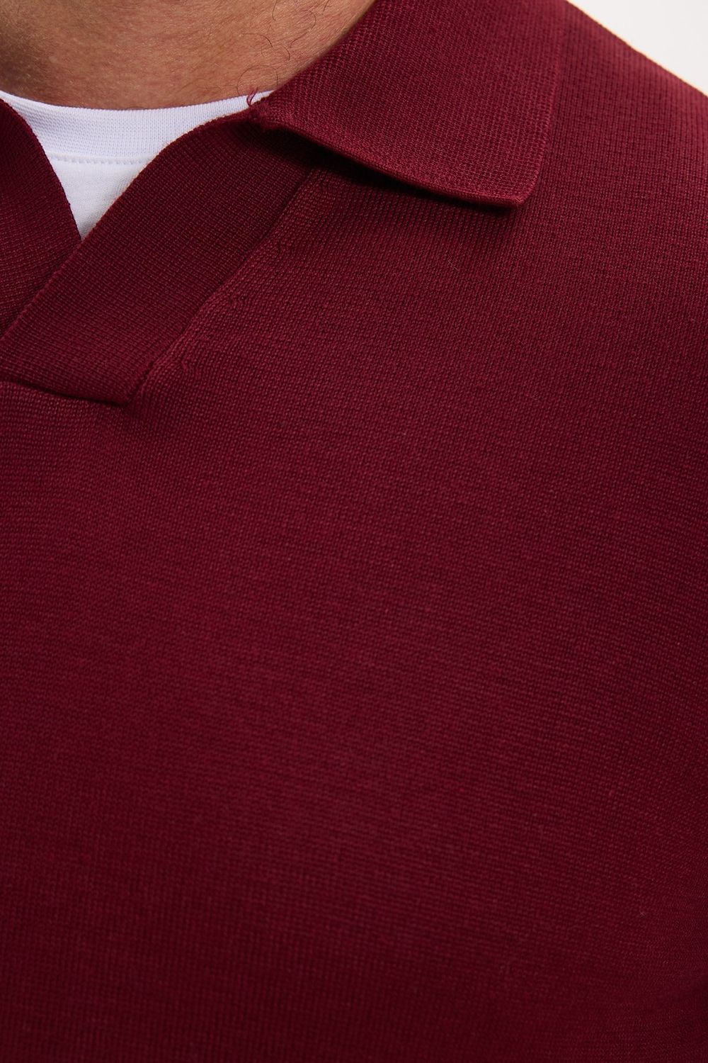 Erkek Standart Fit Normal Kesim Polo V Yaka Bordo Triko Kazak