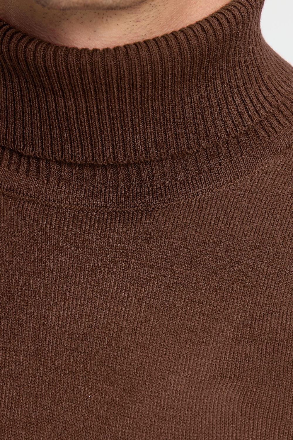 Slim Fit Dar Kesim Tam Balikcı Yaka Tüylenmeyen Yumuşak Dokulu Erkek Kazak