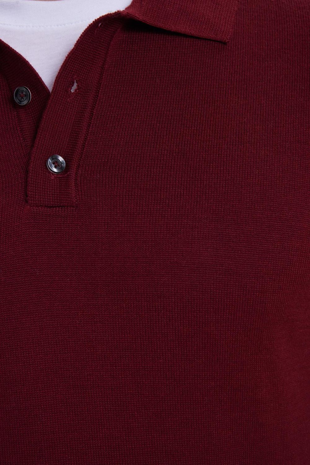 Erkek Standart Fit Normal Kesim Pamuklu Polo Yaka Bordo Kazak