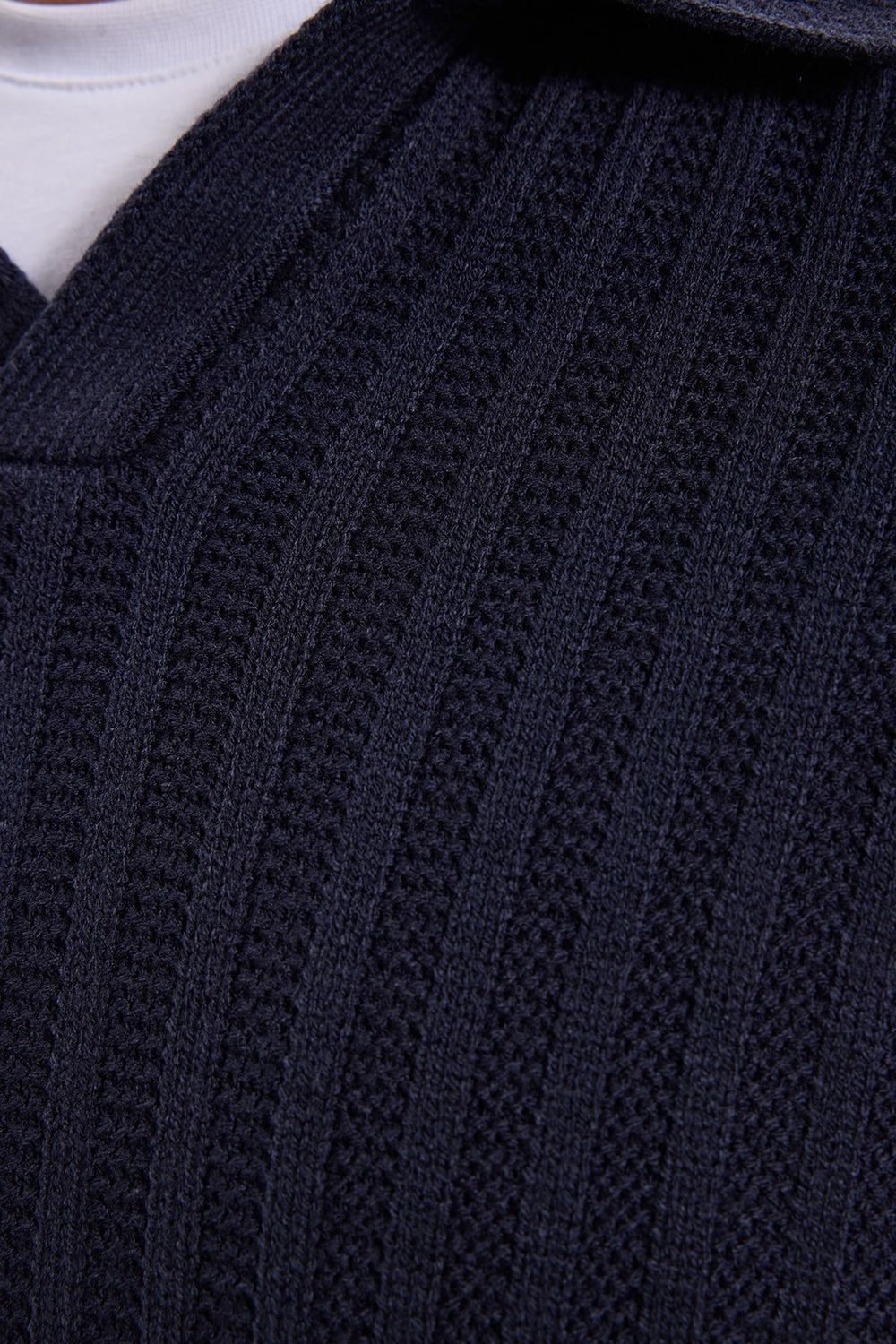 Erkek Standart Fit Normal Kesim Polo Yaka Lacivert Kazak
