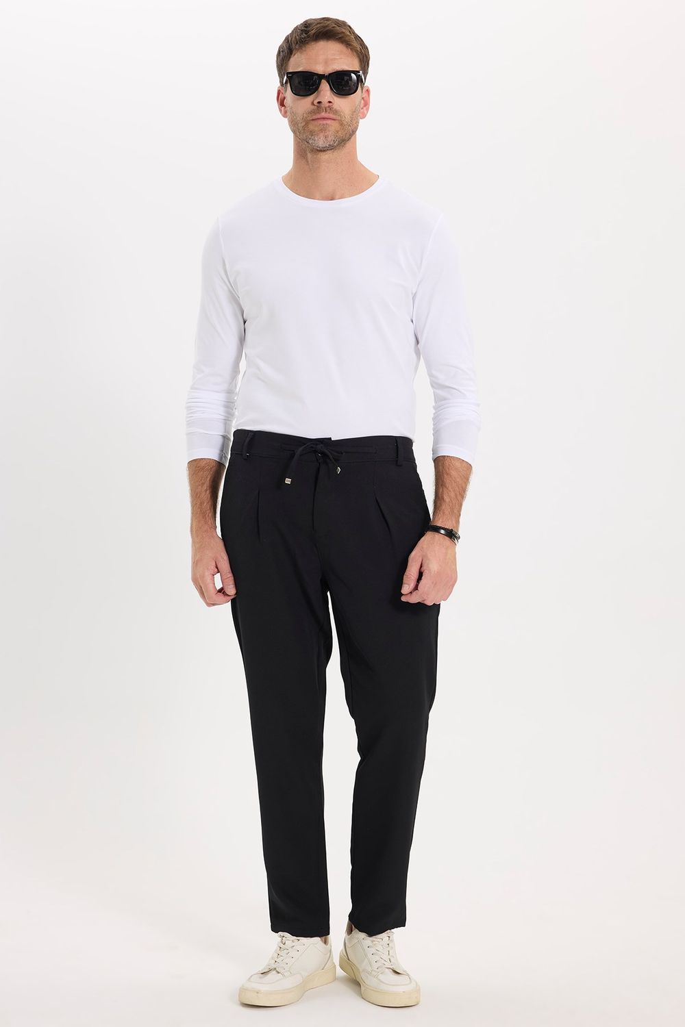 SLIM FIT LONG SLV  CREW NECK PLAIN LYC  T-SHIRT