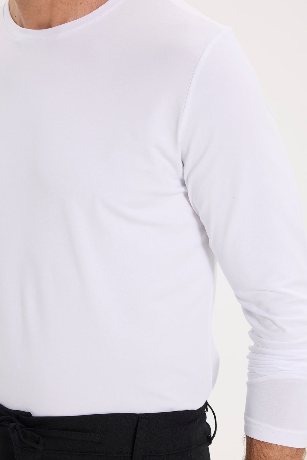SLIM FIT LONG SLV  CREW NECK PLAIN LYC  T-SHIRT
