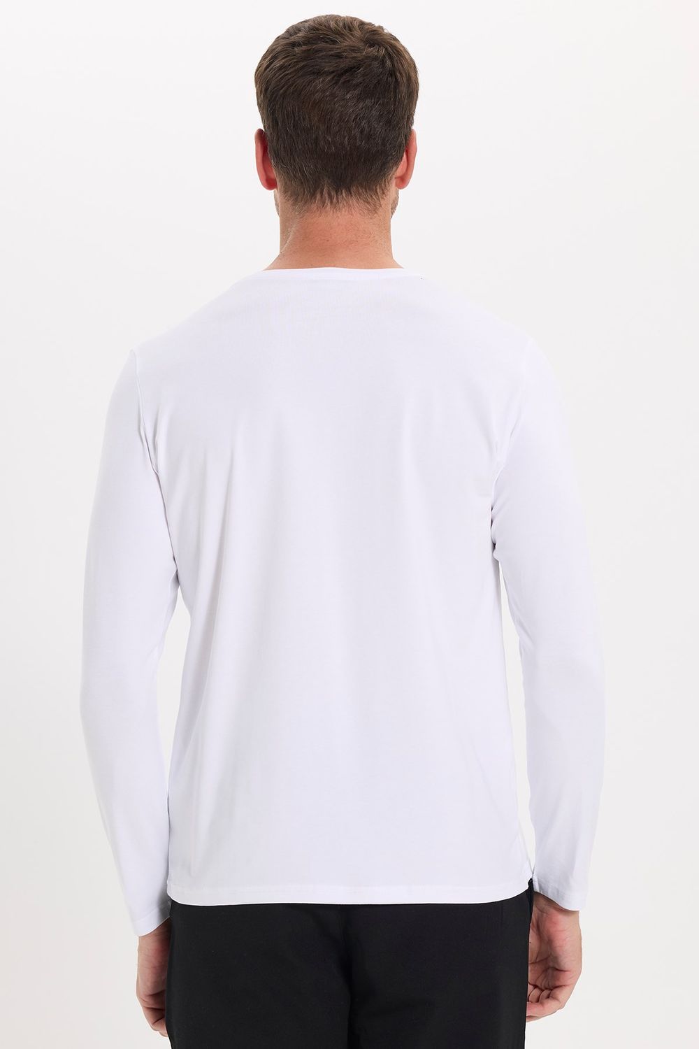 SLIM FIT LONG SLV  CREW NECK PLAIN LYC  T-SHIRT