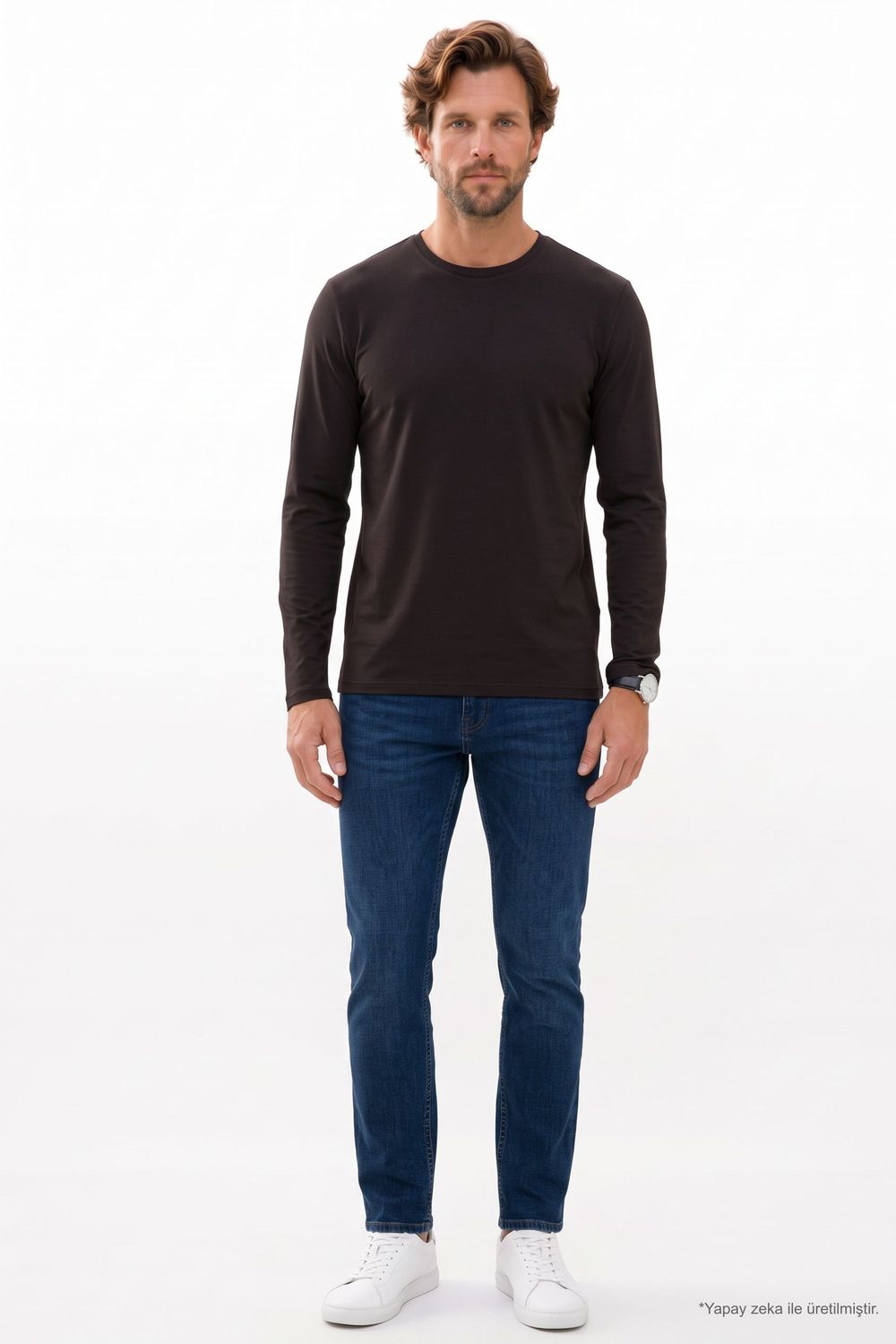 SLIM FIT LONG SLV  CREW NECK PLAIN LYC  T-SHIRT