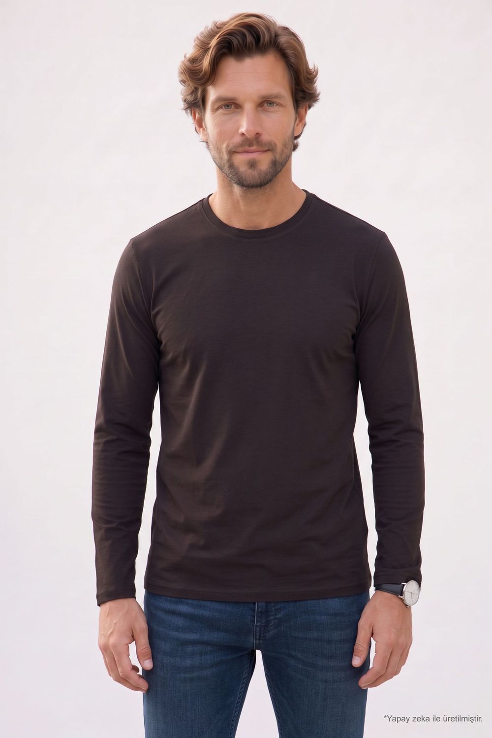 SLIM FIT LONG SLV  CREW NECK PLAIN LYC  T-SHIRT