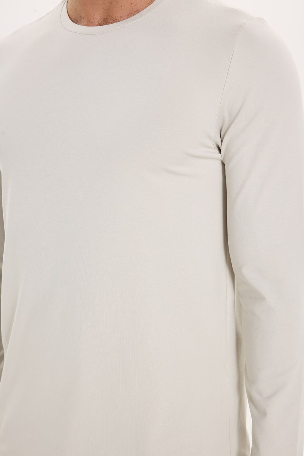 SLIM FIT LONG SLV  CREW NECK PLAIN LYC  T-SHIRT