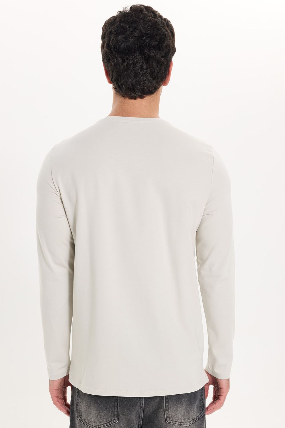 SLIM FIT LONG SLV  CREW NECK PLAIN LYC  T-SHIRT